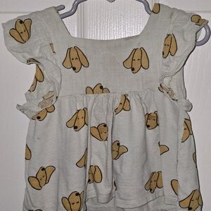 Zara Kids Dog Print Blouse - Green and Tan